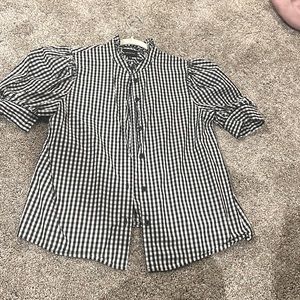 Who what wear gingham short sleeve button up
